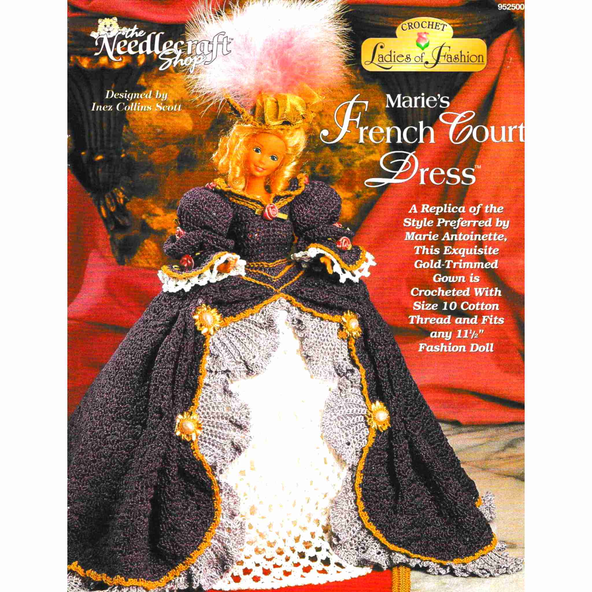 Marie's French Court Dress Ladies of Fashion Doll Dress Vintage Crochet Pattern Cardinal House Stitches Marie's French Court Dress Ladies of Fashion Doll Dress Vintage Crochet Pattern Cardinal House Stitches