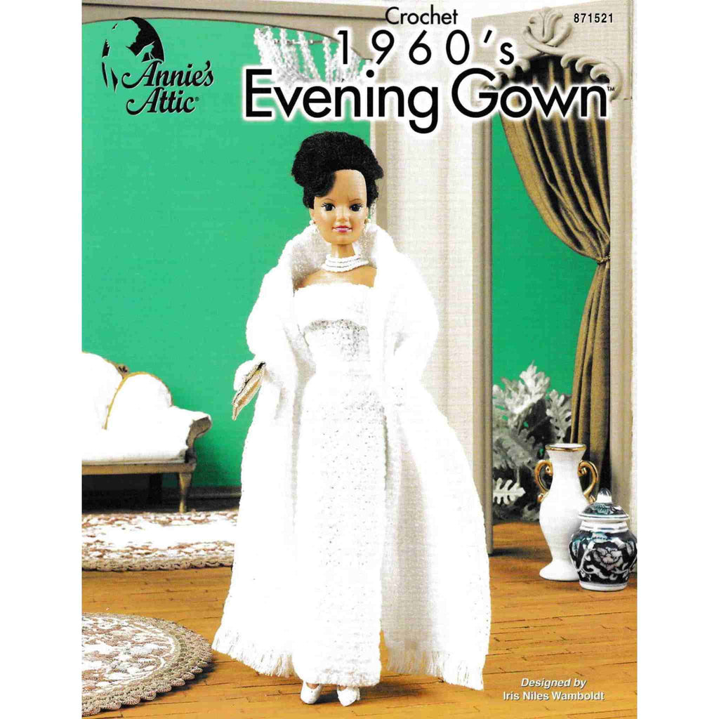 Vintage Thread Crochet Pattern Booklet: 1960's Evening Gown. Fits an 11-½" fashion doll.