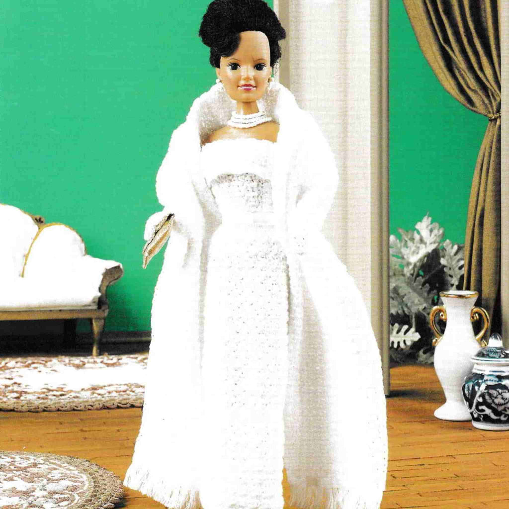 Vintage Thread Crochet Pattern Booklet: 1960's Evening Gown. Fits an 11-½" fashion doll.