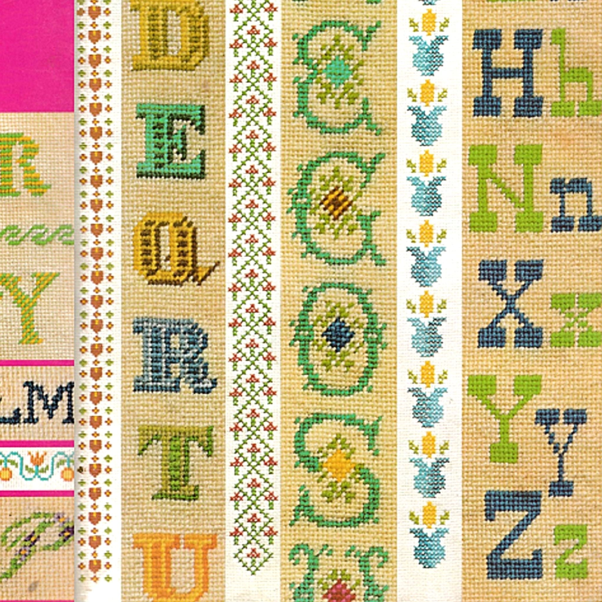 Needlepoint Lettering Charted Alphabets and Borders Needlepoint Fonts Vintage Needlecraft ...