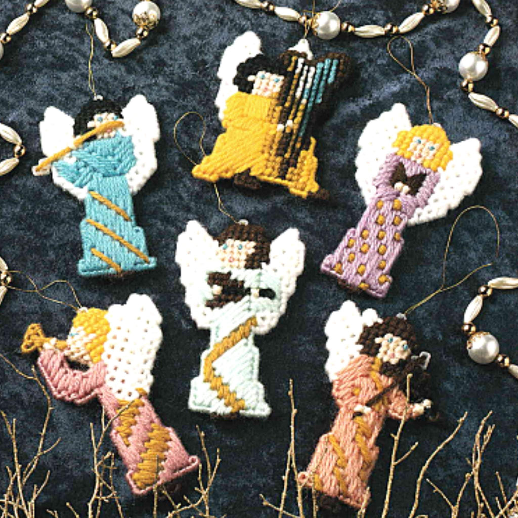 Christmas Angel Orchestra Ornaments Plastic Canvas Pattern