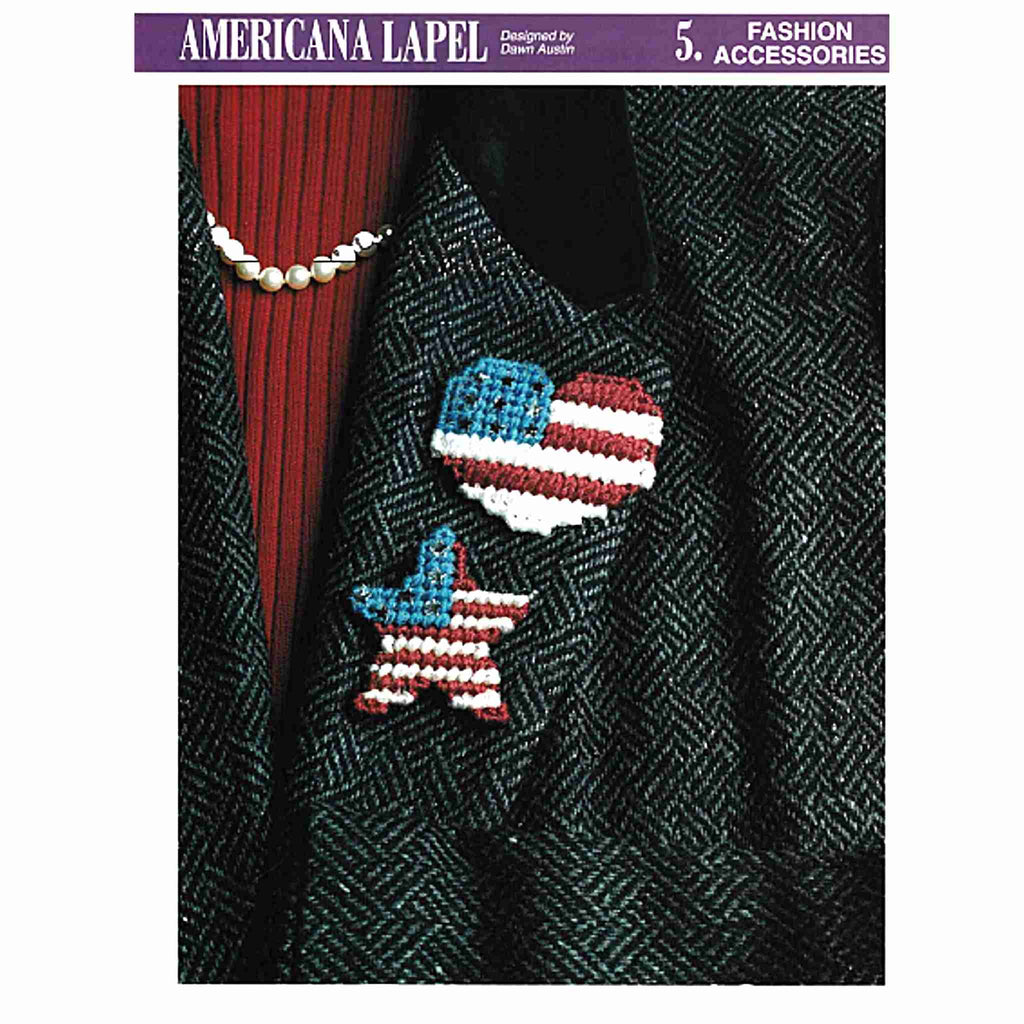 Americana Flag Lapel Brooch Pin Patriotic Plastic Canvas Pattern
