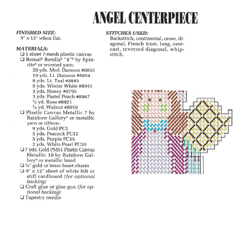 Angel Centerpiece Plastic Canvas Pattern