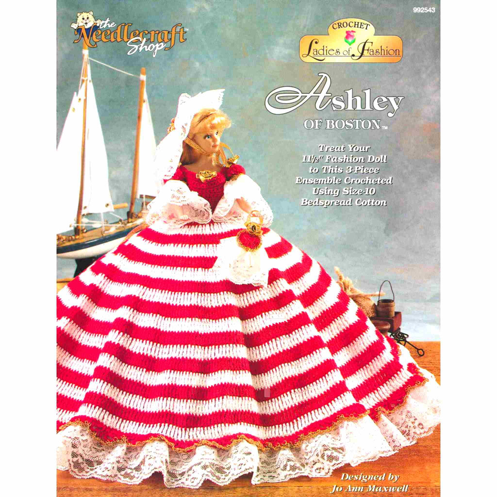Vintage Fashion Doll Crochet Pattern: Ladies of Fashion, Ashley of Boston. Treat your 11-½" fashion doll to this 3-piece ensemble crocheted using size-10 bedspread cotton.