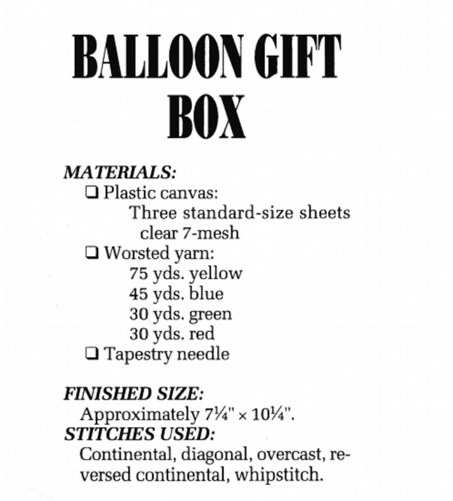 Balloon Gift Box Plastic Canvas Pattern