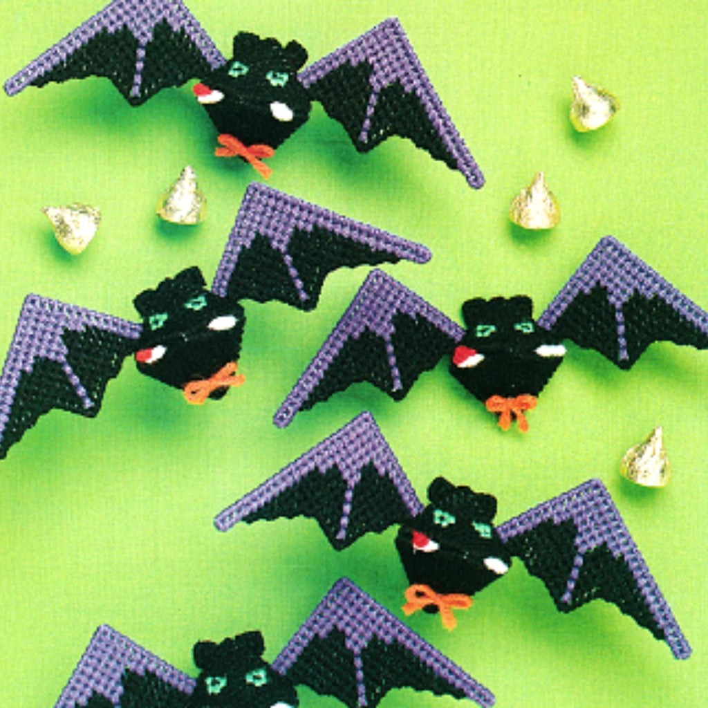 Bat Kisses Halloween Plastic Canvas Needlecraft Patterns
