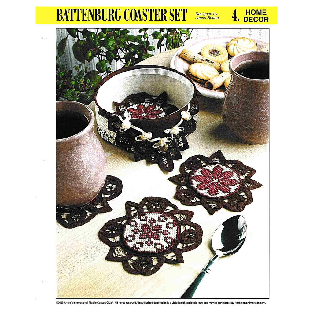 Battenburg Coaster Set 10-mesh Vintage Plastic Canvas Pattern