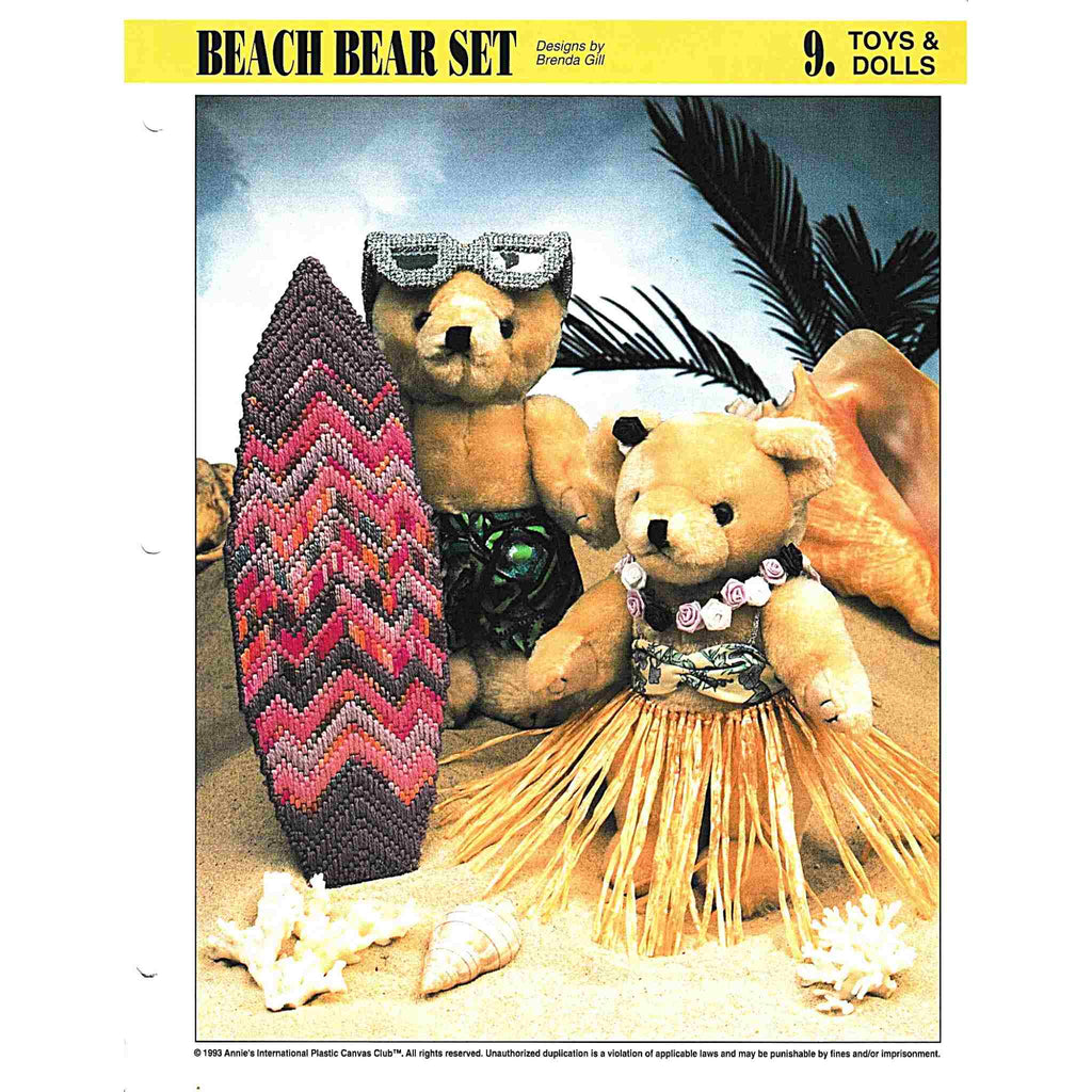 Beach Bear Doll Set Plastic Canvas and Sewing Pattern