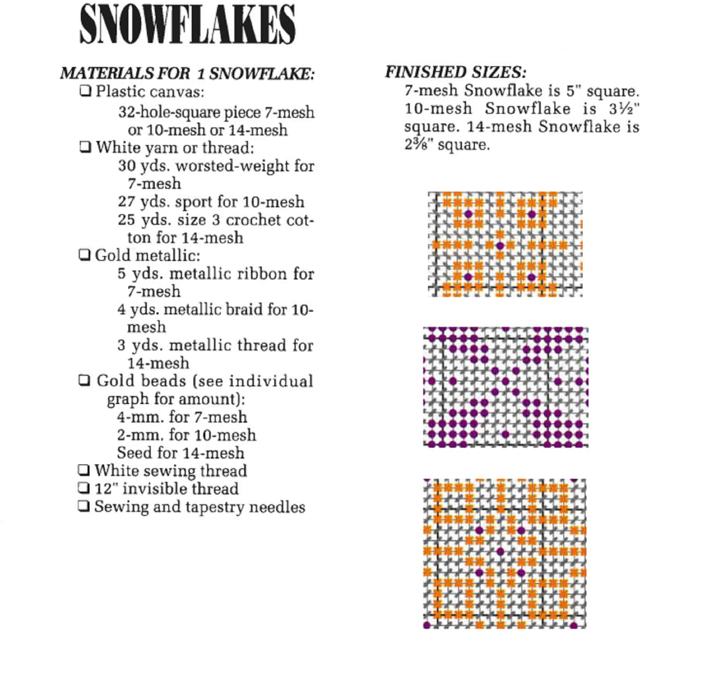 Beaded Snowflakes Christmas Ornaments Plastic Canvas Pattern info