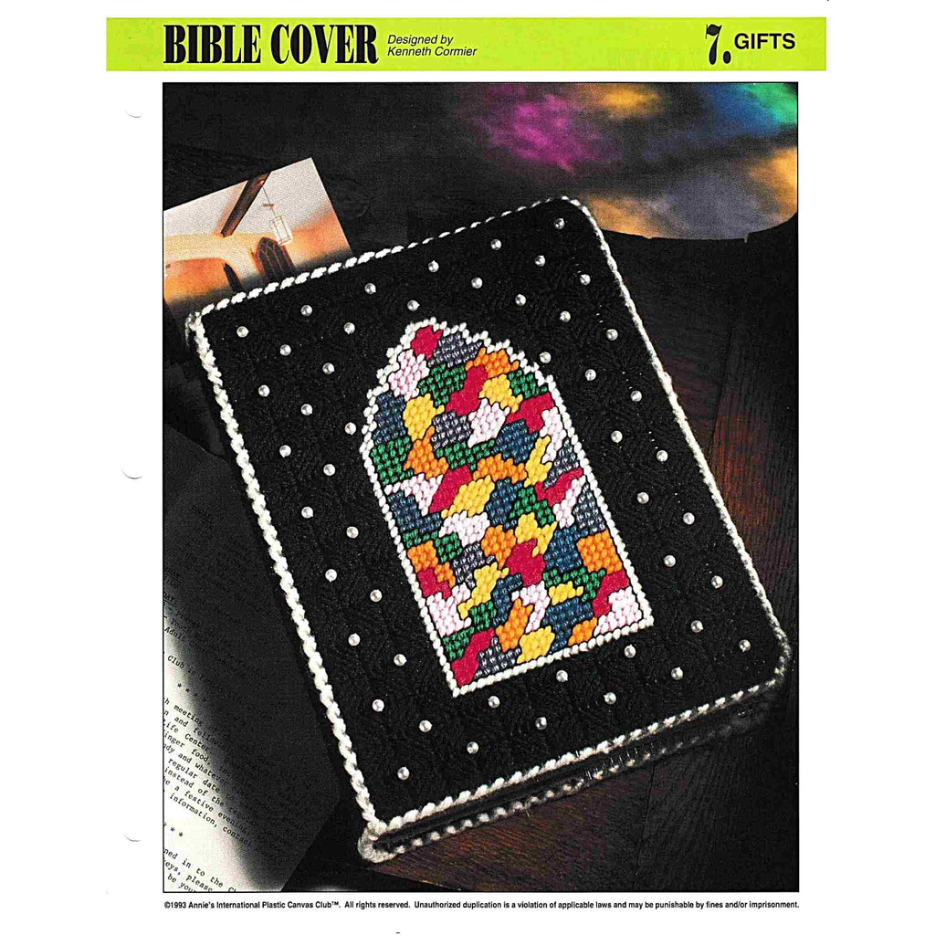 Bible Cover with Stained Glass Front Plastic Canvas Pattern