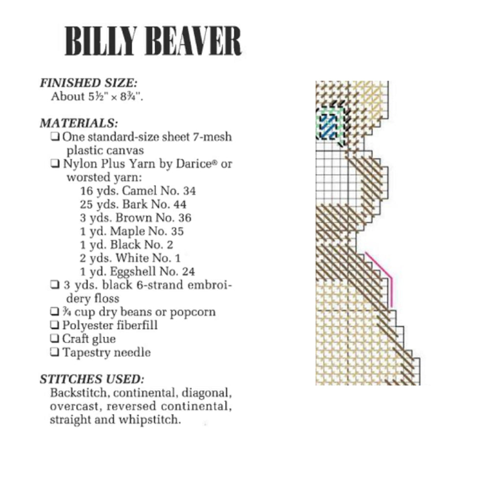 Billy Beaver Pencil Holder Plastic Canvas Pattern