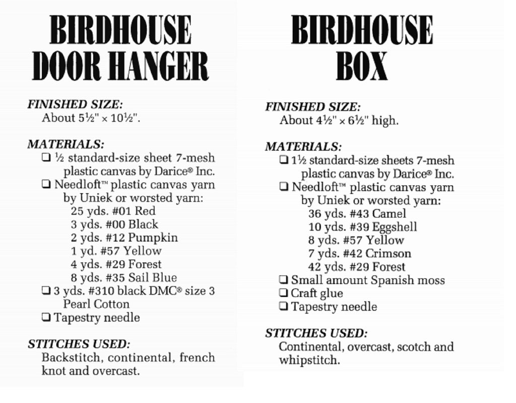 Birdhouse Box and Door Hanger Decor Plastic Canvas Pattern