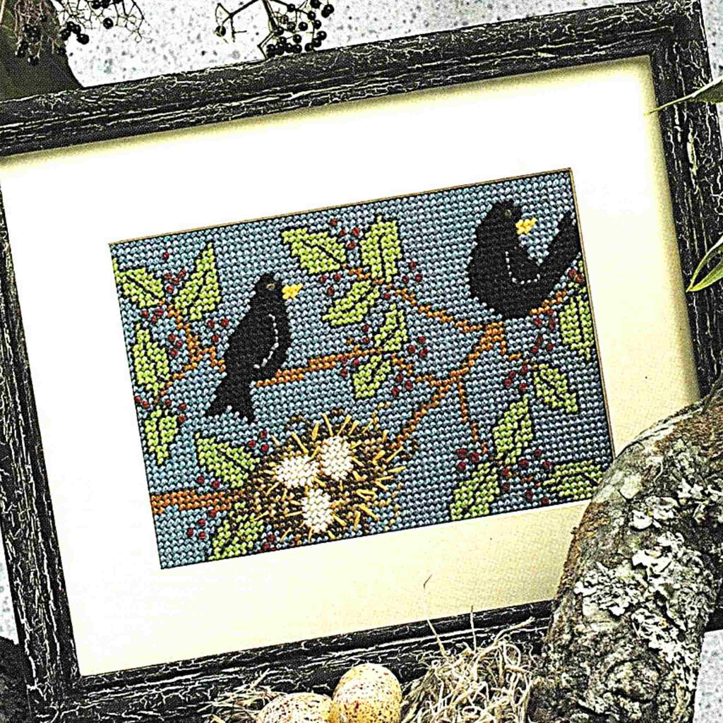 Vintage Plastic Canvas Pattern: Blackbird Nest. Basic materials you'll need are 10-count plastic canvas, size 3 pearl cotton, and embroidery floss. 