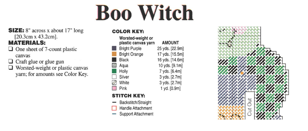 Boo Witch Plastic Canvas Pattern 