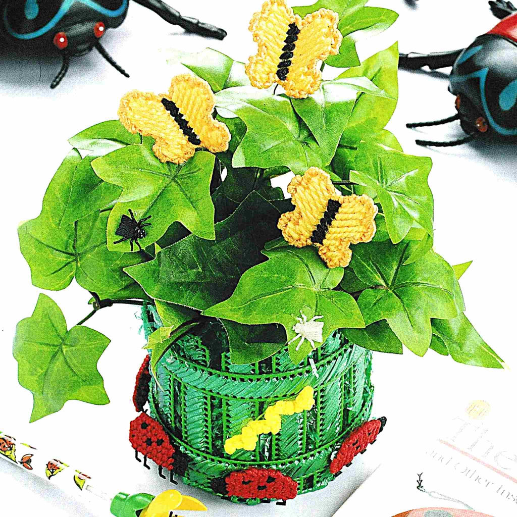 Bug's Garden Basket Plant Cover Plastic Canvas Pattern