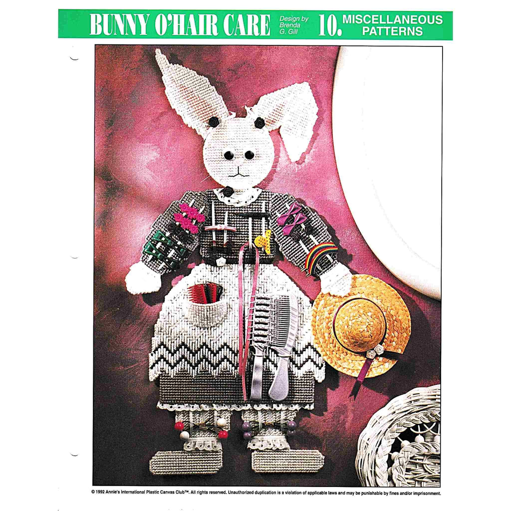 Bunny O'Hair Care Brush and Clip Holder Plastic Canvas Pattern
