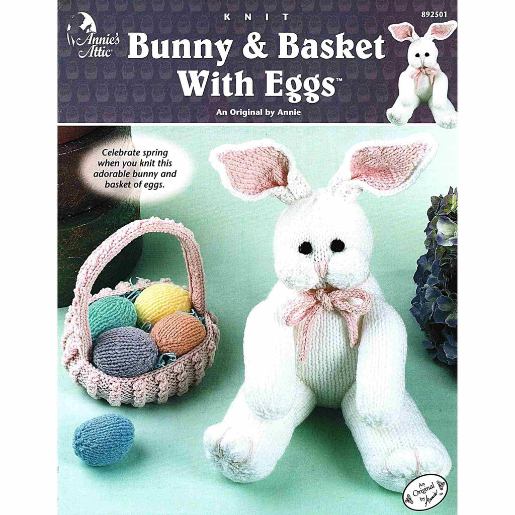 Bunny & Basket With Eggs Vintage Easter Knitting Needlecraft Pattern