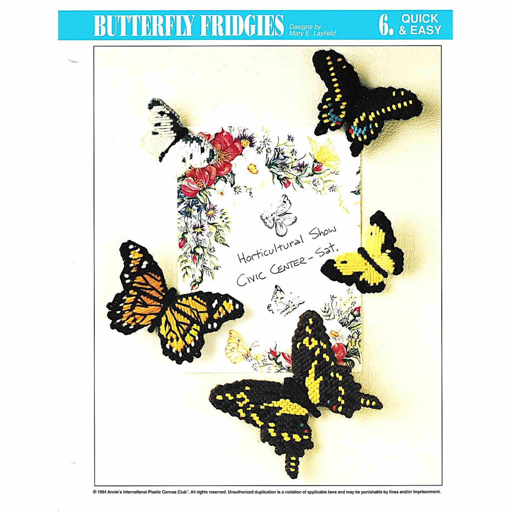 Butterfly Magnet Needlepoint Fridgies 10-Mesh Plastic Canvas Pattern cover