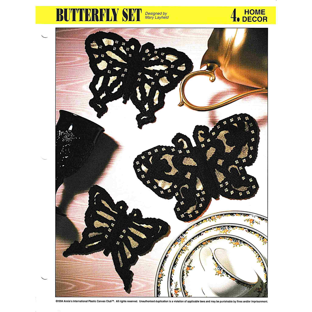 Vintage Plastic Canvas Pattern: Butterfly Set. Basic materials you'll need are 10-mesh plastic canvas sheets and tapestry yarn. cover