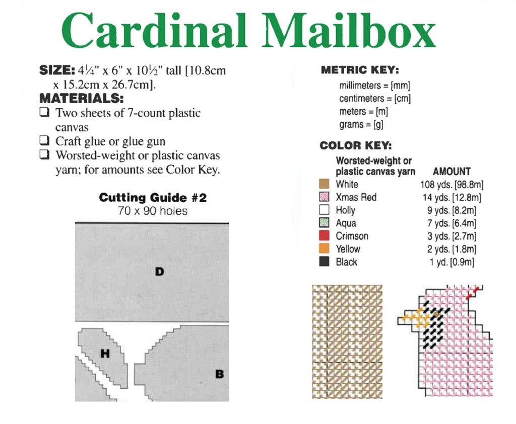 Cardinal Bird Mailbox Plastic Canvas Christmas Pattern