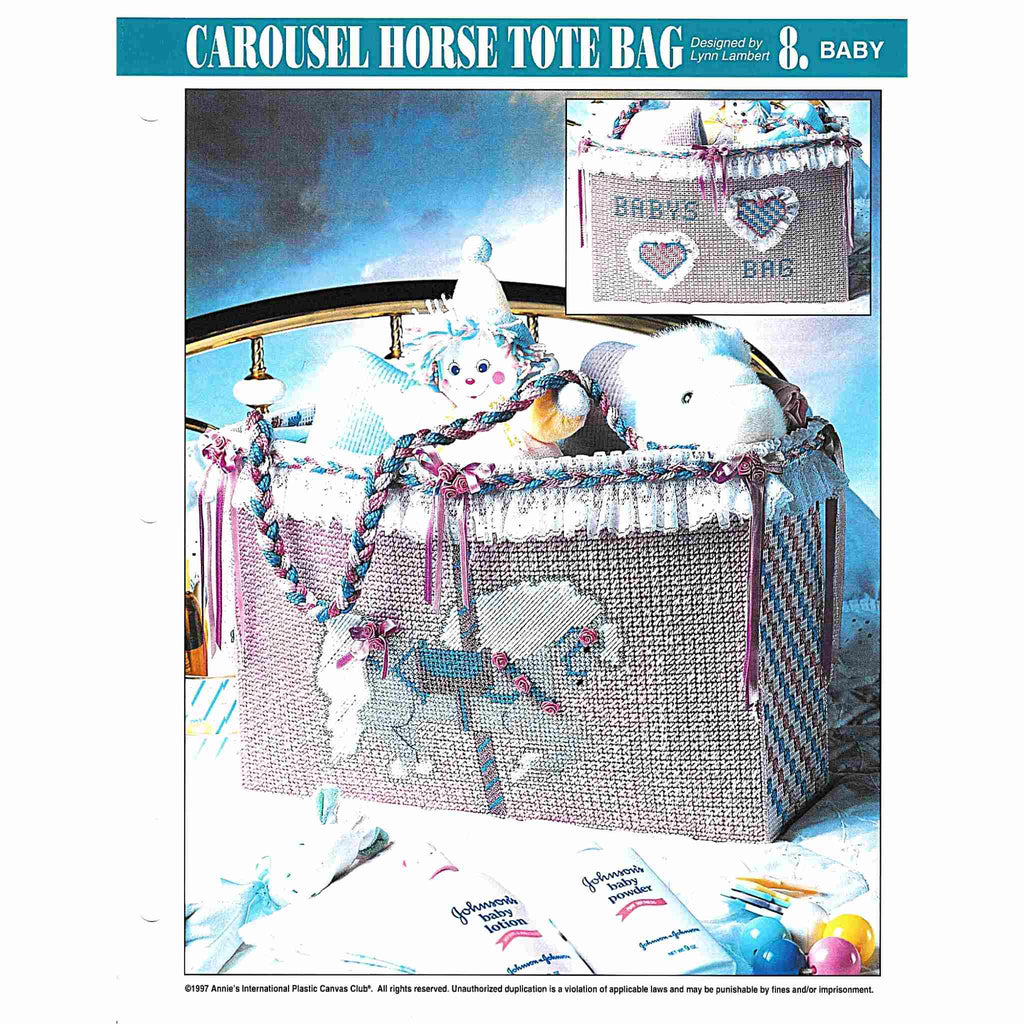 Vintage Plastic Canvas Pattern: Carousel Horse Tote Bag. Create this sweet baby carousel horse tote bag out of 7-count plastic canvas sheets and worsted / medium-weight yarn. cover
