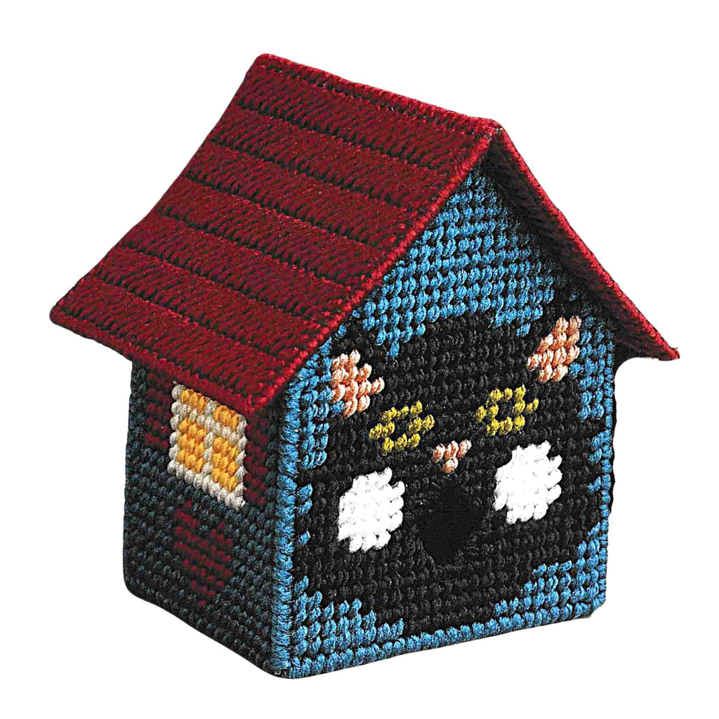 Vintage Plastic Canvas Pattern: Cat Birdhouse. Create this cheeky birdhouse out of 7-count plastic canvas sheets and worsted / medium-weight yarn. 