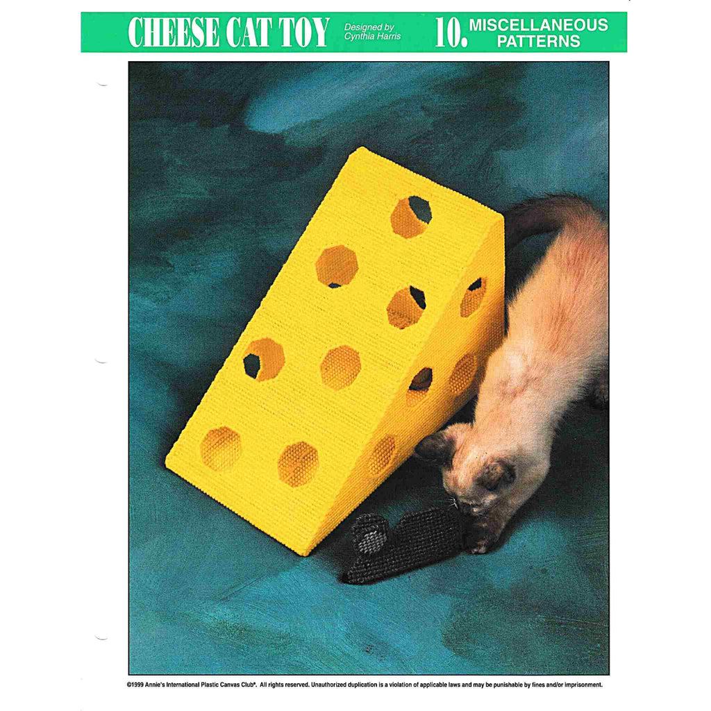 Vintage Plastic Canvas Pattern: Cheese Cat Toy. Stitch up this fun cheese and mouse toy set with 7-count plastic canvas and medium-weight yarn. 