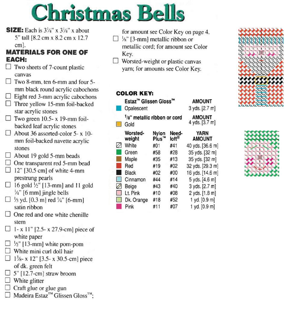 Christmas Bells Plastic Canvas Pattern