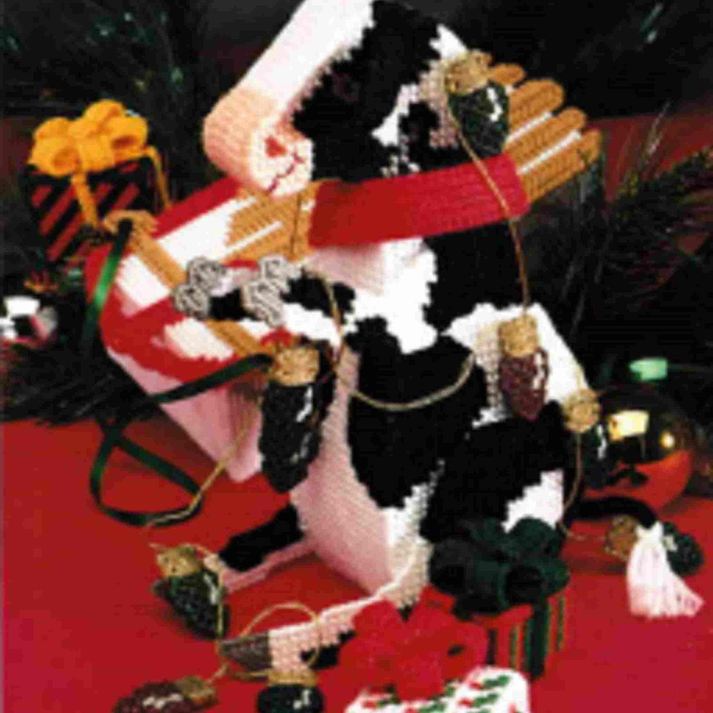 Holstein Cow Table Centerpiece Plastic Canvas Christmas Pattern