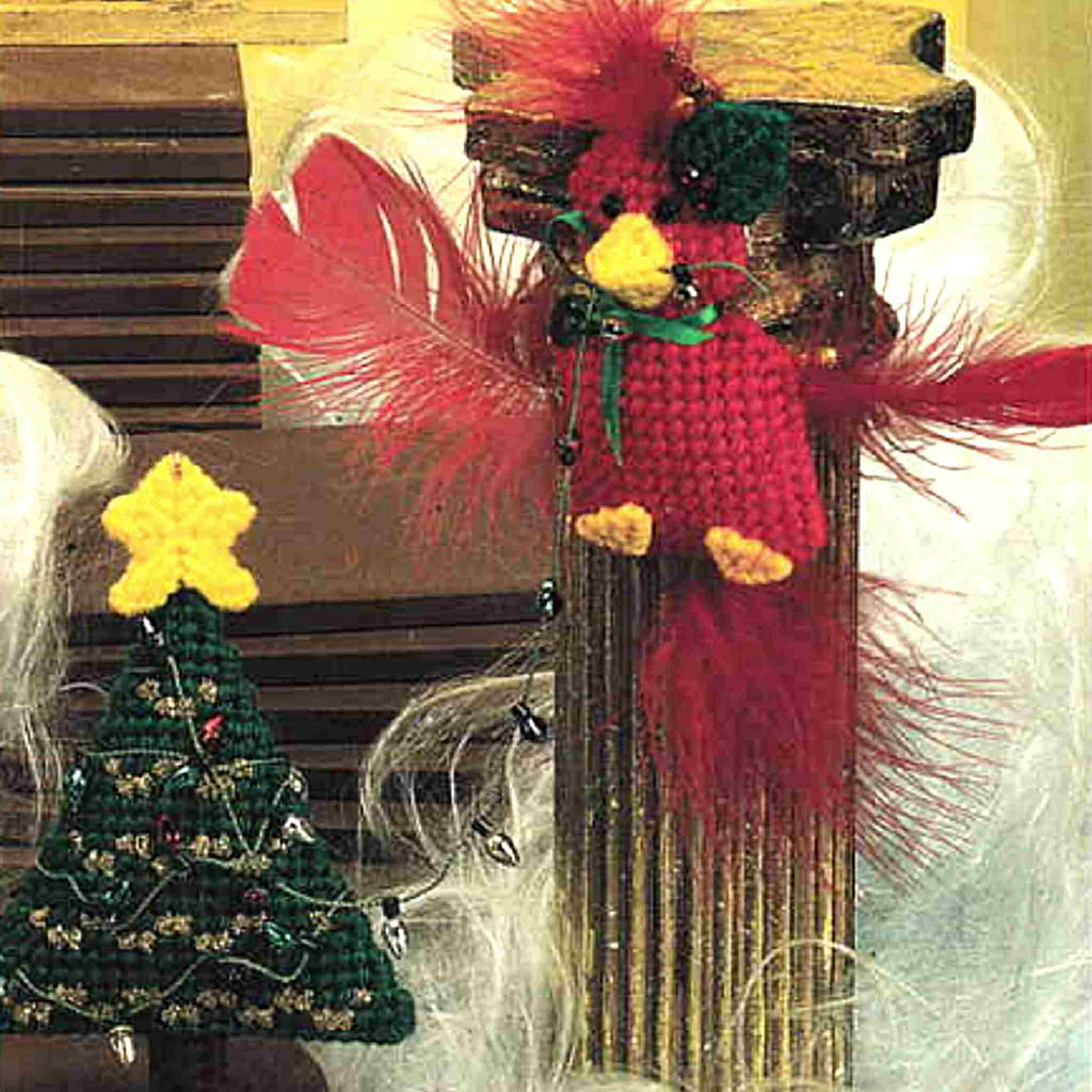 Christmas Critters Ornaments Plastic Canvas Pattern cardinal bird 