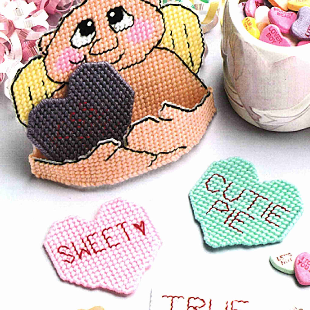 Valentines Cupid Coasters Plastic Canvas Pattern detail