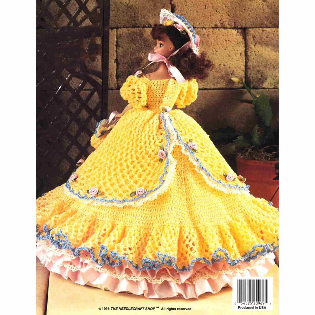 Vintage Fashion Doll Crochet Pattern: Ladies of Fashion, Denise of Albuquerque. This fashionable three-piece yellow ensemble is stitched using size-10 bedspread cotton for your 11-½" fashion doll.
