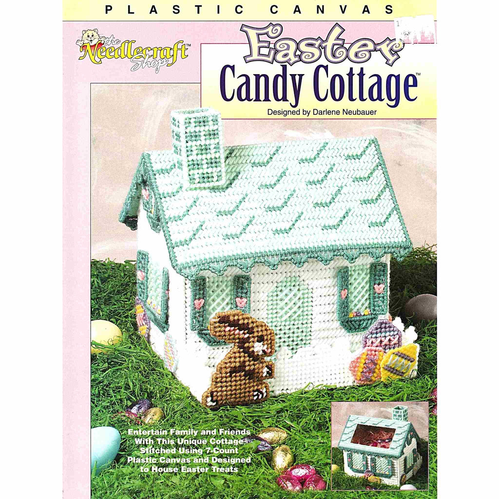 Vintage Plastic Canvas Pattern: "Easter Candy Cottage" to be made using 7-count plastic canvas + worsted weight yarn. cover