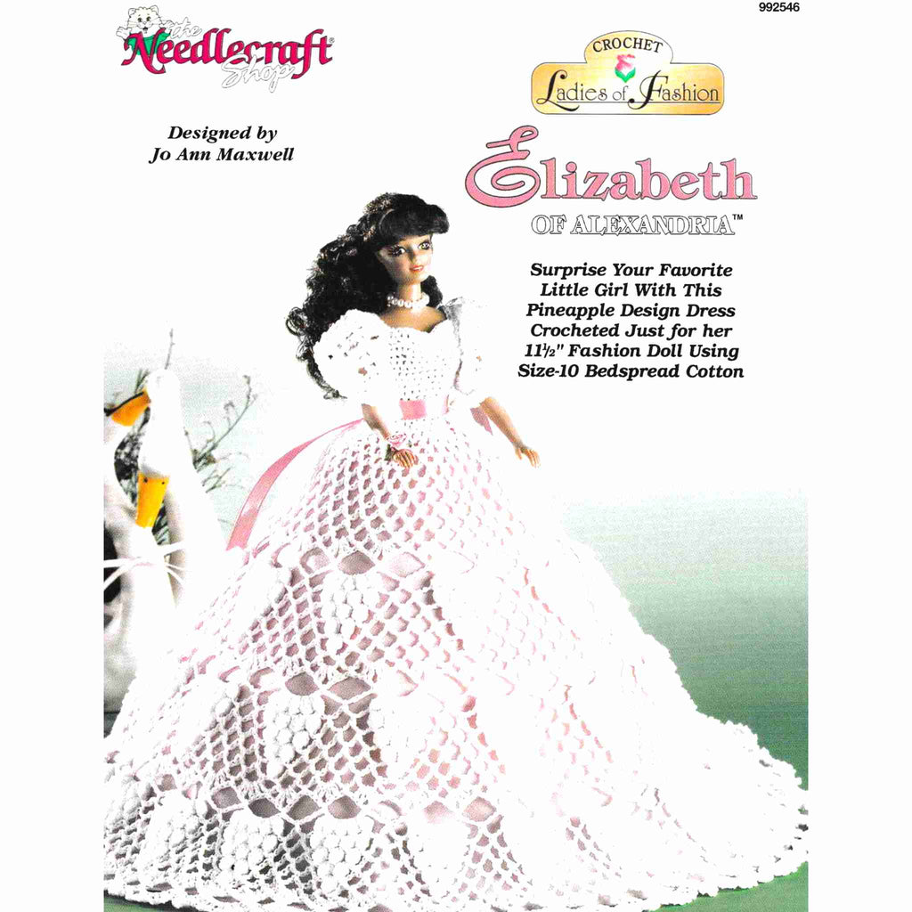 Vintage Fashion Doll Thread Crochet Pattern: Ladies of Fashion, Elizabeth of Alexandria. Surprise your favorite little girl with this pineapple design dress crocheted using size-10 cotton for your 11-½" fashion doll. 