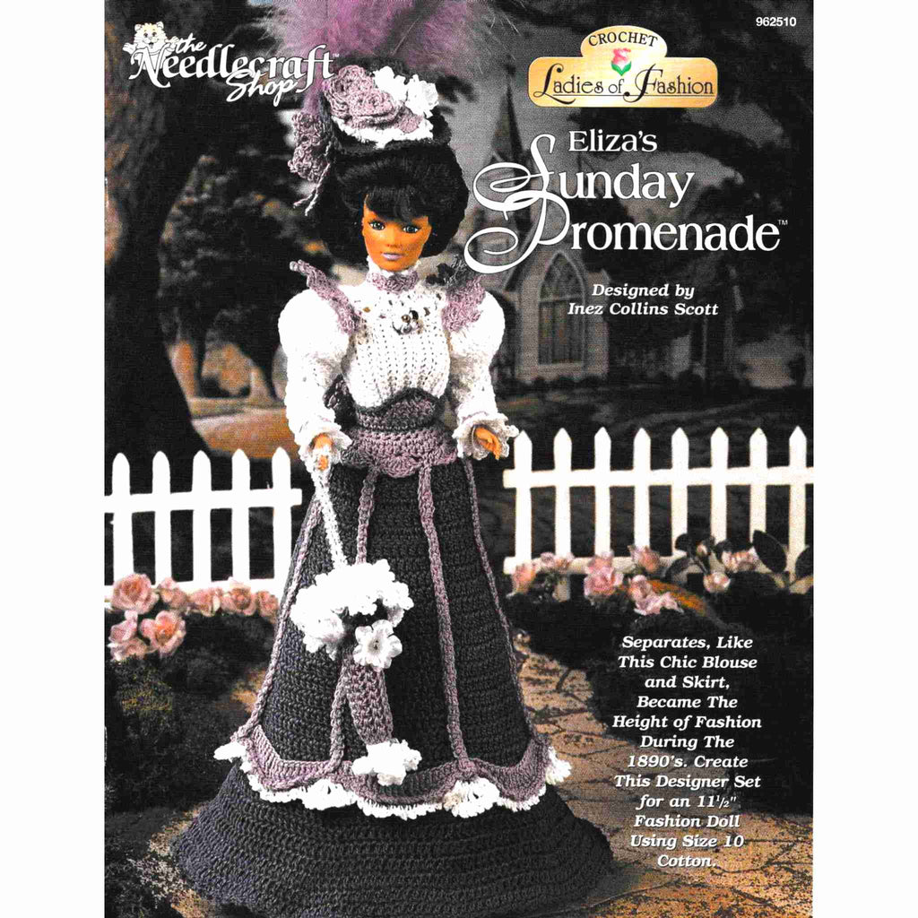 Vintage Fashion Doll Thread Crochet Pattern: Ladies of Fashion, Eliza's Sunday Promenade. Separates, like this chic blouse and skirt, became the height of fashion during the 1890s. Create this designer set using size-10 cotton for your 11-½" fashion doll. 