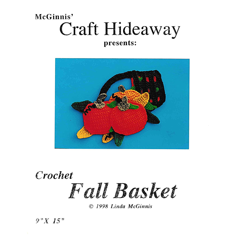 Vintage Crochet Pattern Leaflet: Fall Basket. Crochet basket and pumpkins wall decor. 