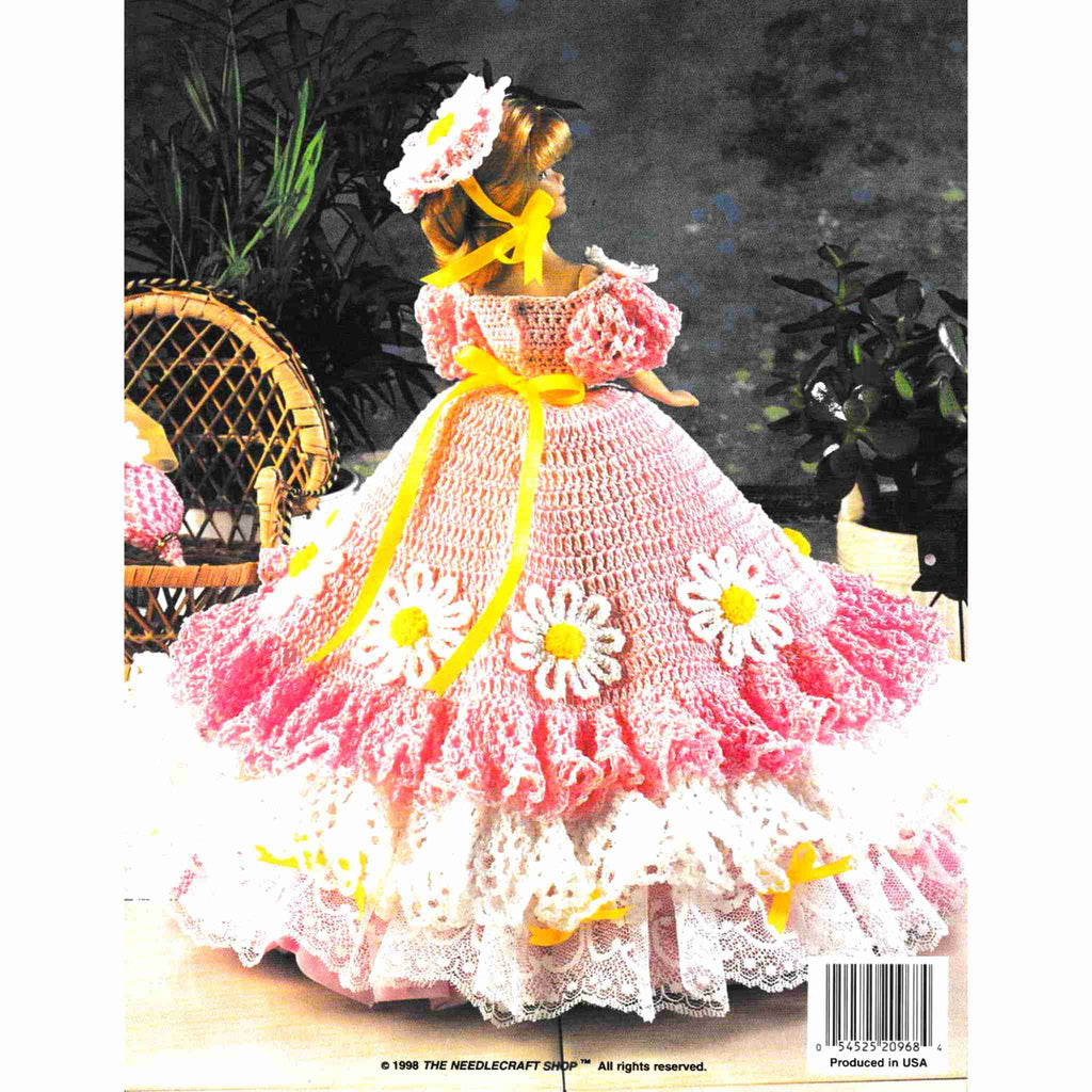 Vintage Fashion Doll Thread Crochet Pattern: Ladies of Fashion, Flora of Miami. Portray beauty and charm with this colorful Spring dress. Crocheted using size-10 cotton for your 11-½" fashion doll.