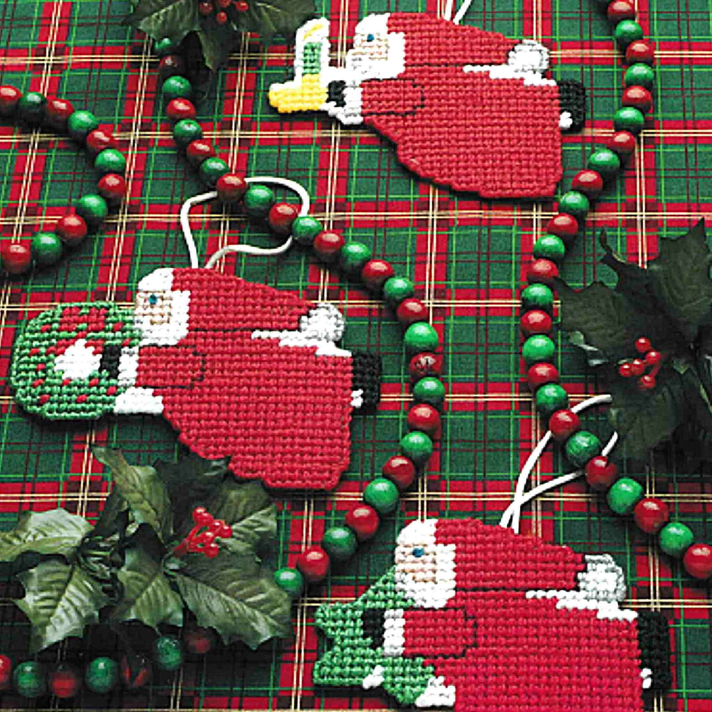 Folk Santas Plastic Canvas Pattern Christmas Ornaments