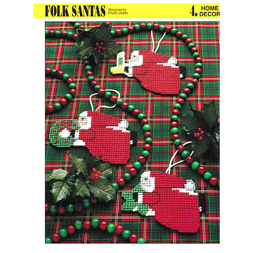 Folk Santas Plastic Canvas Pattern Christmas Ornaments