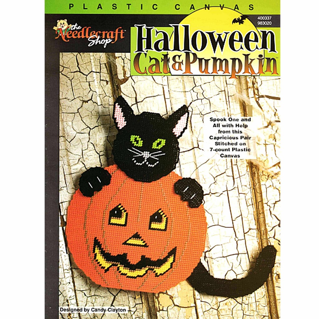 Halloween Cat and Pumpkin Plastic Canvas Pattern 