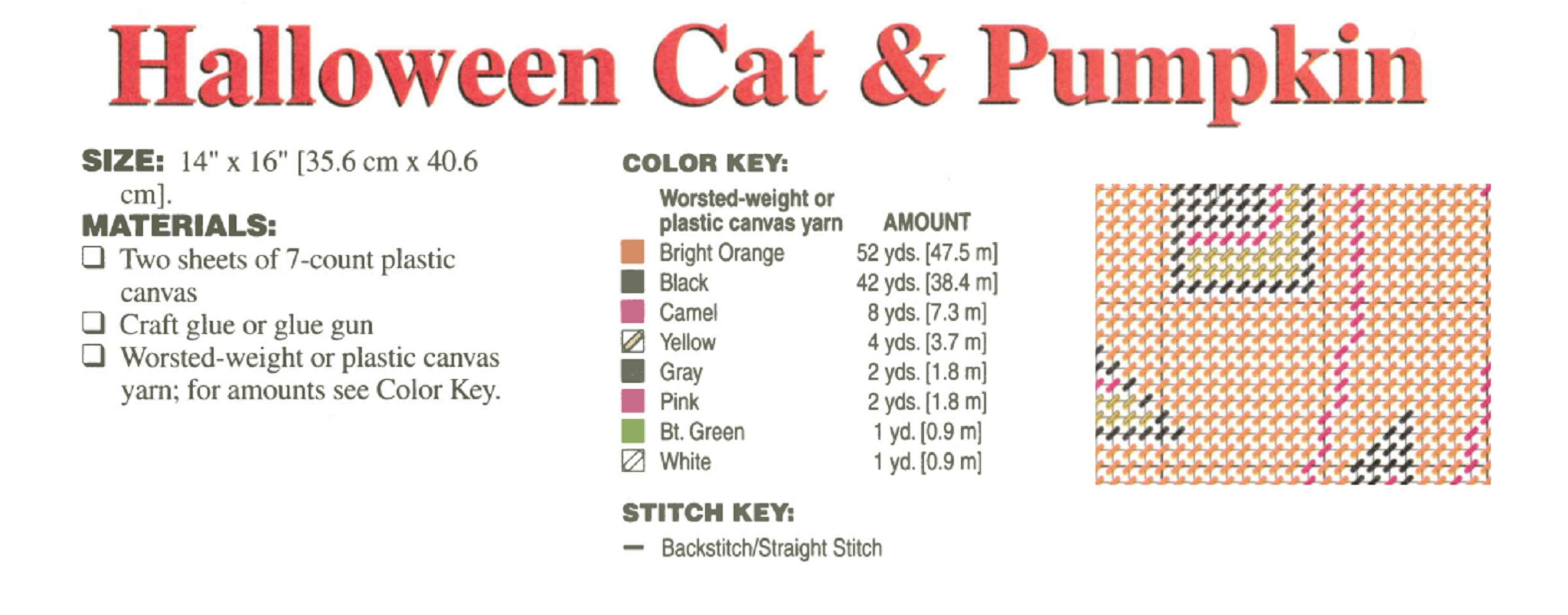 Cat and Pumpkin Treat Holder-Halloween- Plastic Canvas Pattern or Kit