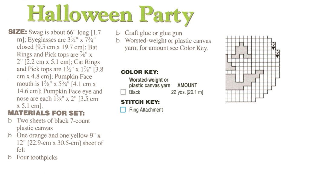 Halloween Party Plastic Canvas Pattern 