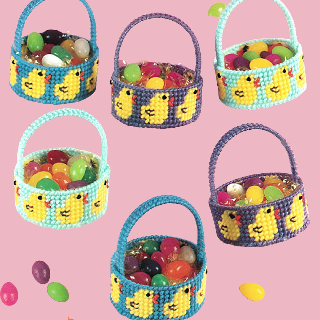 Little Chickie Baskets Easter Plastic Canvas Needlecraft Pattern