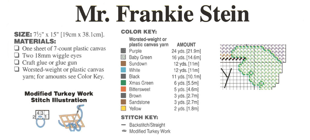 Mr Frankie Stein Plastic Canvas Pattern 