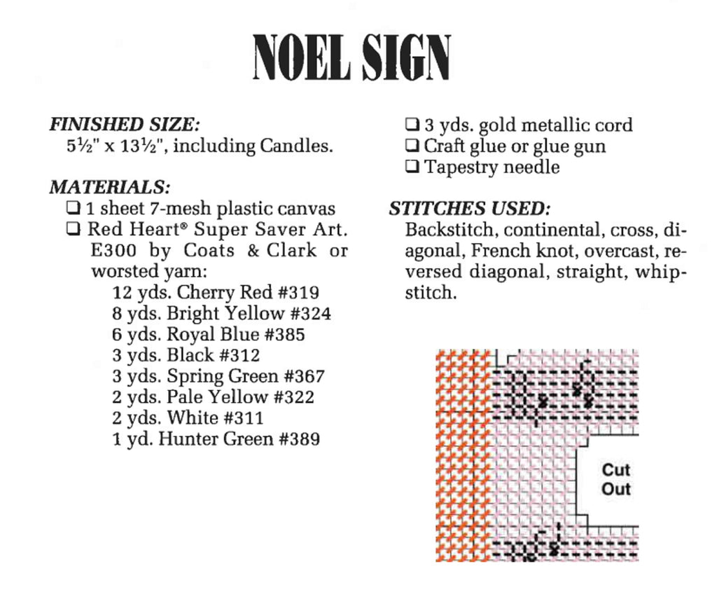 Noel Sign Plastic Canvas Pattern for Christmas Wall Decor
