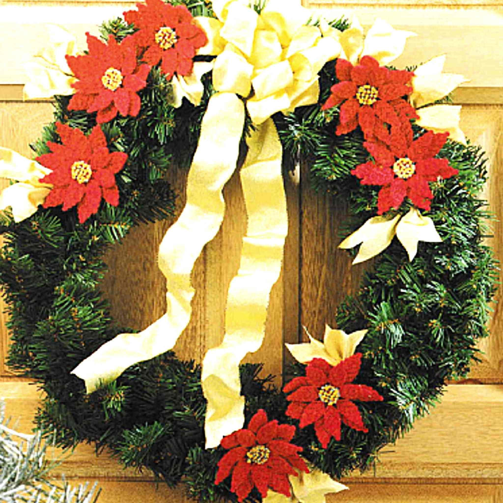 Poinsettia Wreath Plastic Canvas Pattern, Christmas Crafts for Adults