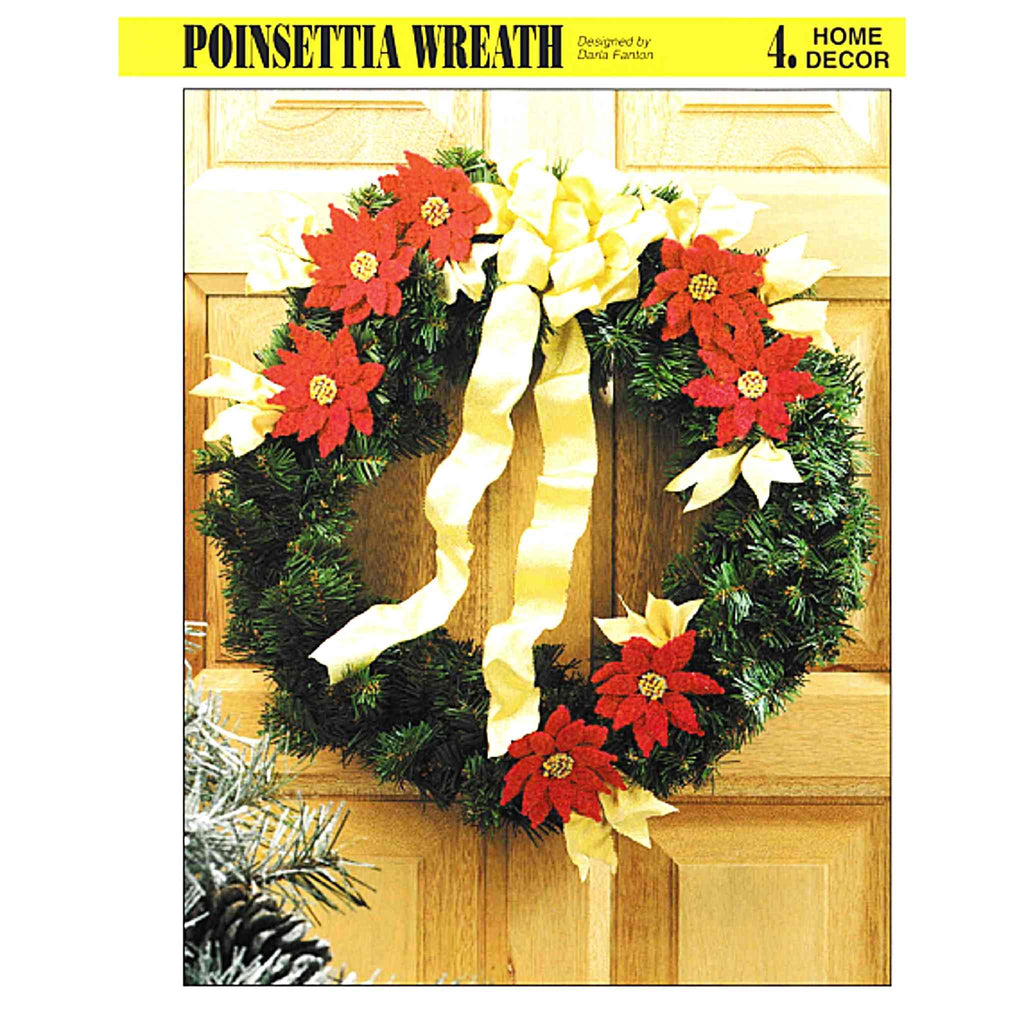 Poinsettia Wreath Plastic Canvas Pattern, Christmas Crafts for Adults