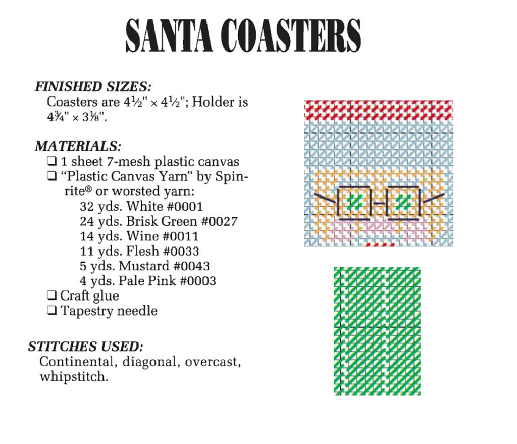 Santa Coasters Christmas Plastic Canvas Pattern, Easy DIY Holiday Crafts for Adults