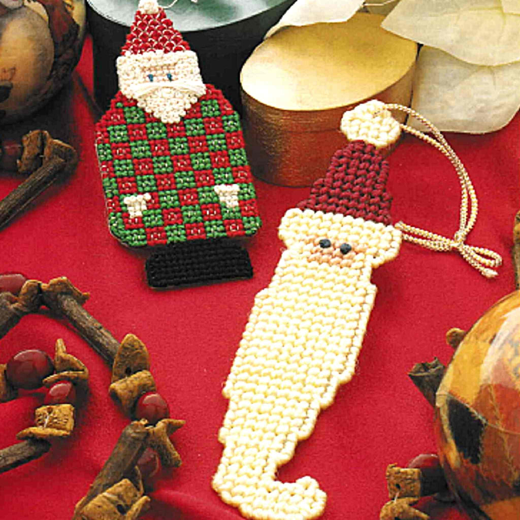 Santa Ornaments Plastic Canvas Christmas Pattern, Easy Christmas Crafts for Adults detail