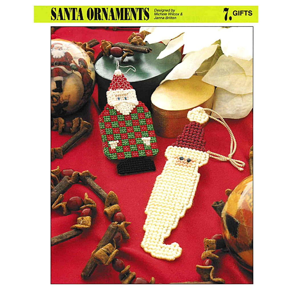 Santa Ornaments Plastic Canvas Christmas Pattern, Easy Christmas Crafts for Adults cover